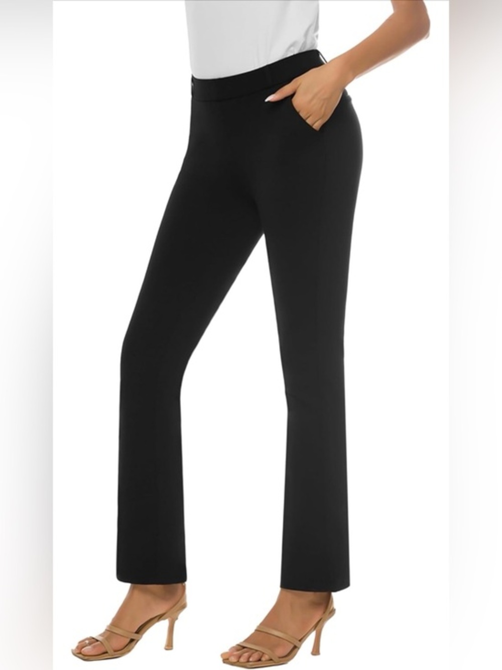 NWT iChosy Pull On Black Stretch Barely Bootcut Dress Pants Work Pants! Plus 18